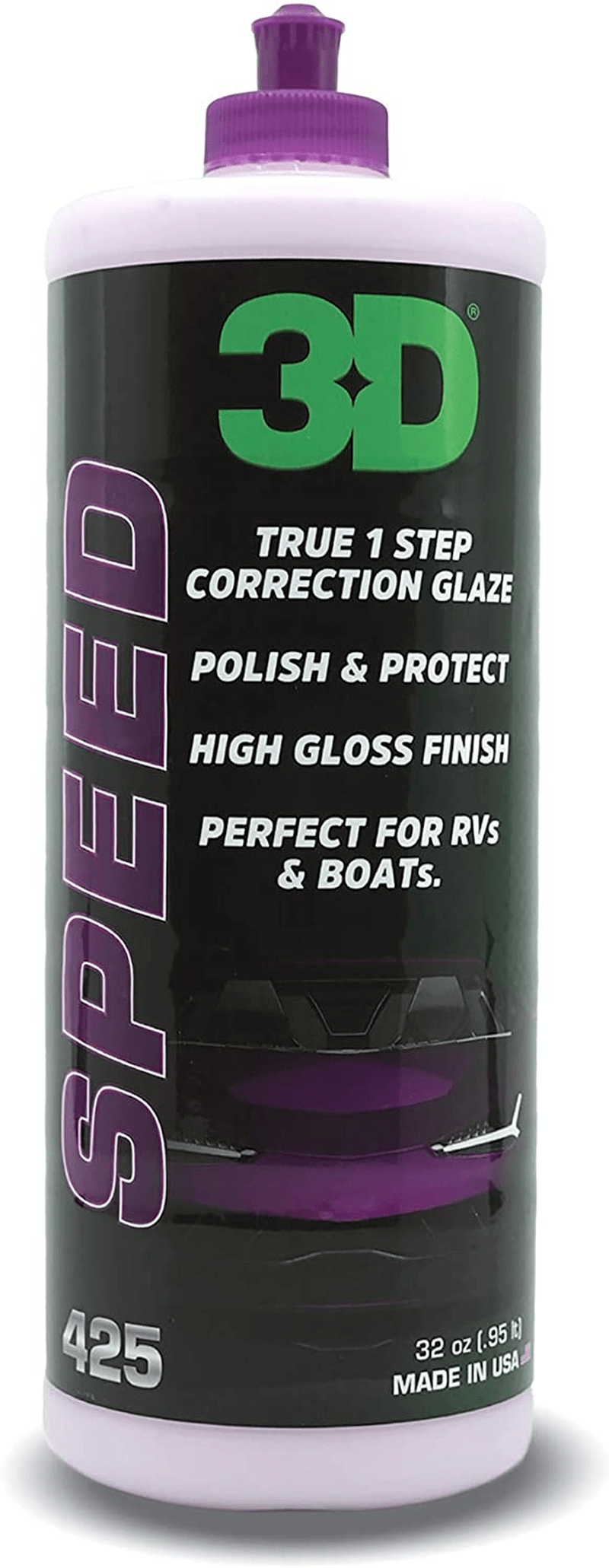 3D Speed Car Polish & Wax – 16oz – All-In-One Scratch Remover & Swirl Correction with Wax Protection