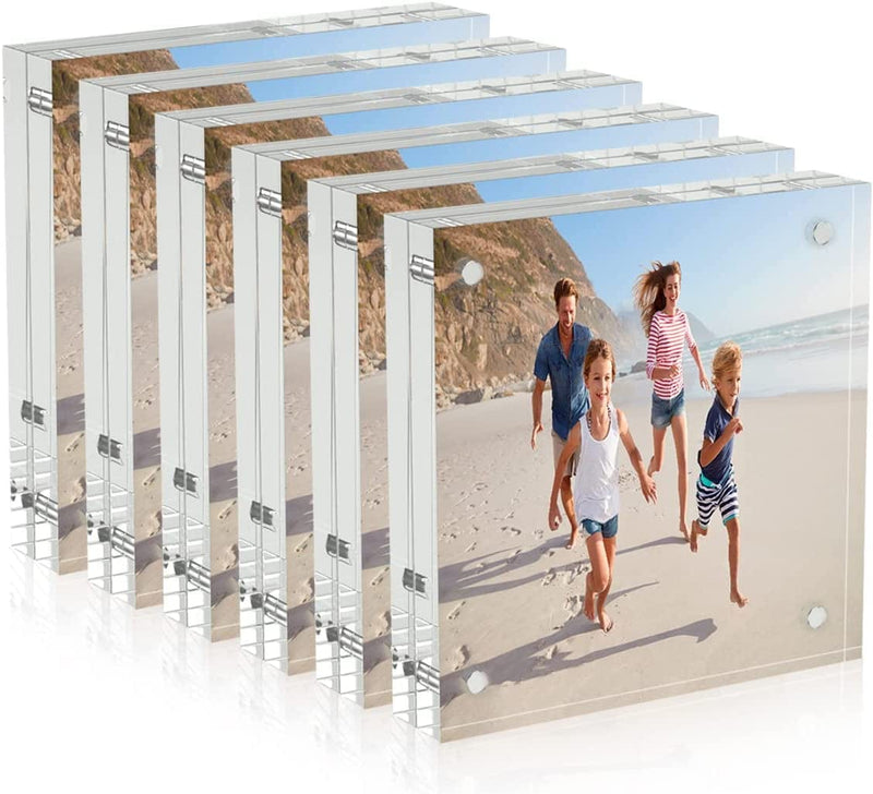 AITEE Acrylic Picture Frame 4X6，Clear Double-Sided Photo Frame，Magnetic Photo Frames Desktop Display.（3Pcs 10 + 10MM Thickness ）
