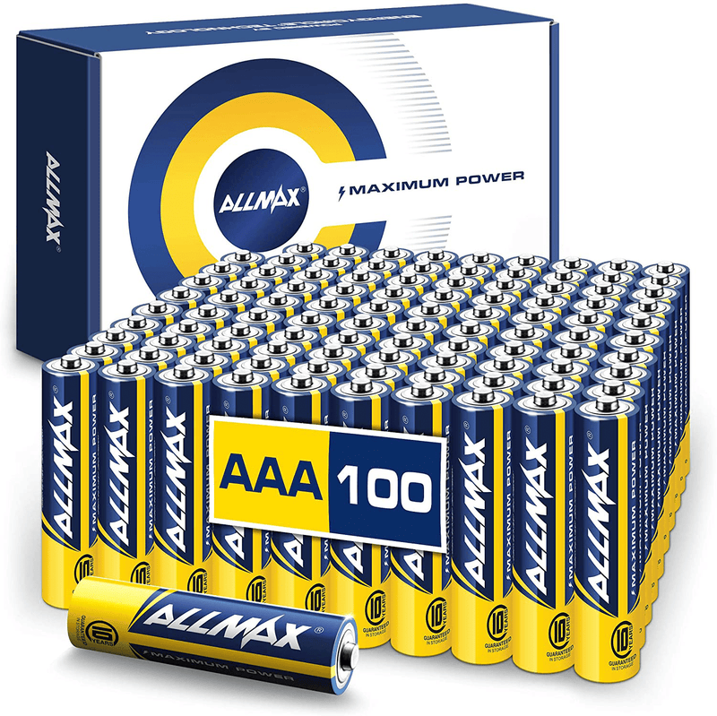 Allmax AAA Maximum Power Alkaline Batteries (100 Count Bulk Pack) – Ultra Long-Lasting Triple A Battery, 10-Year Shelf Life, Leak-Proof, Device Compatible – Powered by EnergyCircle Technology(1.5V)