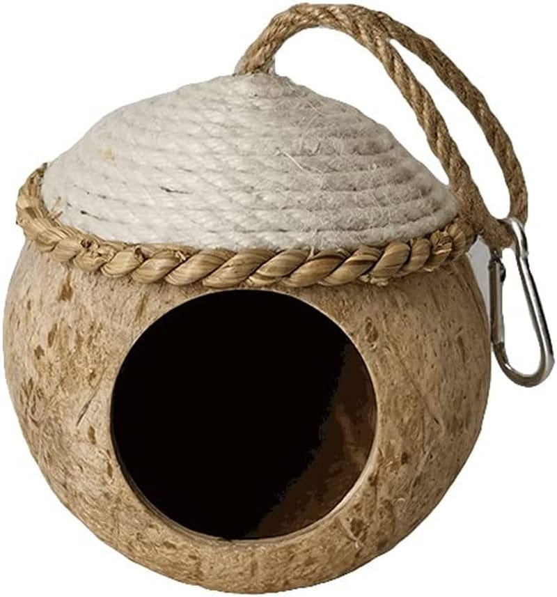 Bird Cage Creative Birdcage Natural Coconut Bird Nest,Bird Nest House Hut Cage,Hanging Birdhouse Cage for Pet Parrot Budgies Parakeet Coconut Hide-Brown Bird Cage Accessories Birdcages ( Size : Large