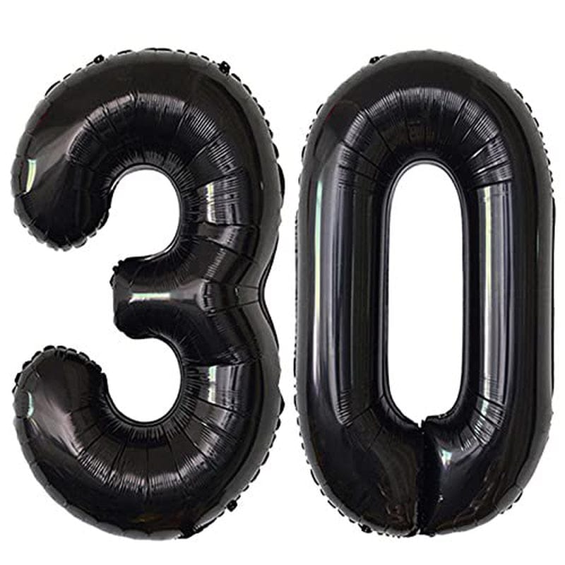 Black 30 Number Balloons Giant Jumbo Number 30 Foil Mylar Balloons for Women Men 30Th Birthday Party Supplies 30 Anniversary Events Decorations