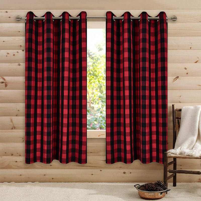 Black and White Buffalo Checker Plaid Curtains for Farmhouse Bedroom Gingham Light Filtering Window Drapes Grommet Curtains for Living Room Set of 2 Panels Each Is 52Wx63L