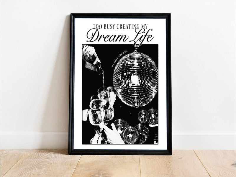 Black and White Disco Ball Decor - 12X16 Inches Set of 1 Party Decor Poster & Prints - Black Wall Art - Quotes Wall Decor - Aesthetic Room Decor - Bart Cart Cute Room Decor - Vintage Wall Art