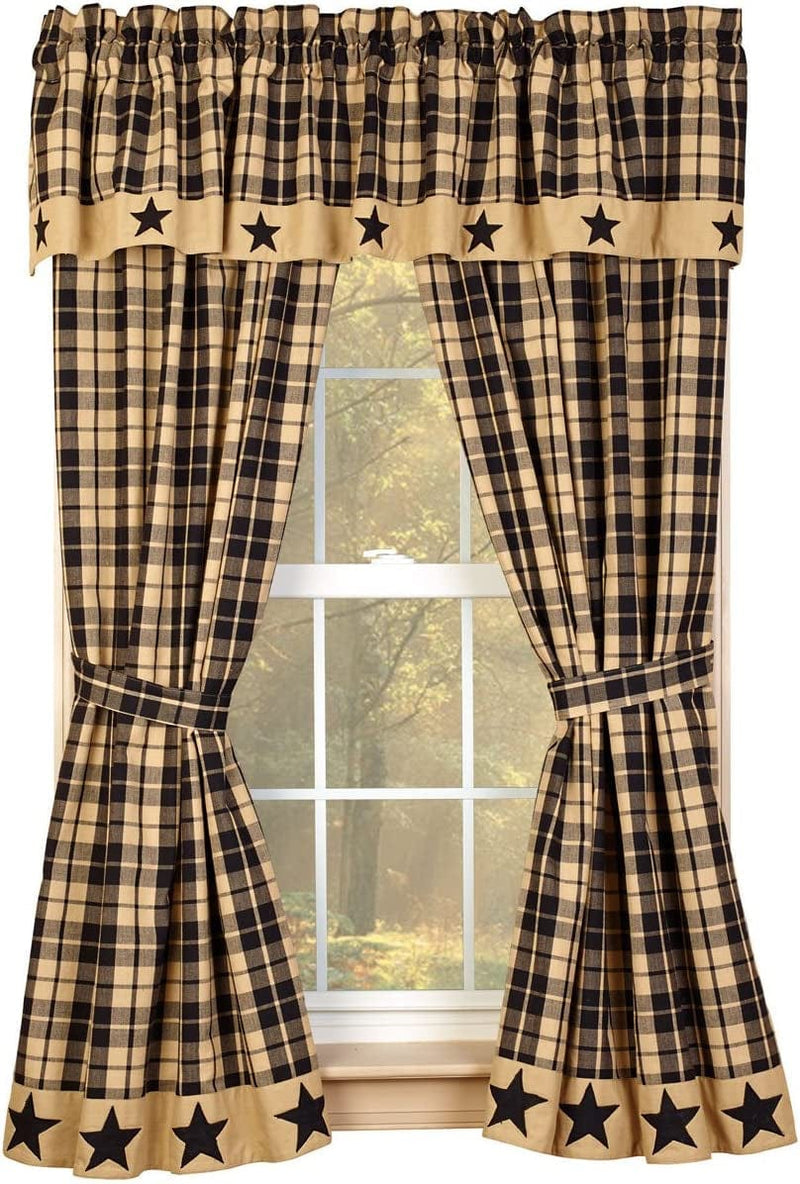 Black Farmhouse Star 63" Curtain Panels
