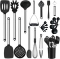BLGGC Kitchen Utensil Set, Cooking Utensils Sets 24Pcs Silicone Kitchen Utensils Non-Stick Heat Resistant Silicone Kitchen Tools with Stainless Steel Handle for Home Kitchen