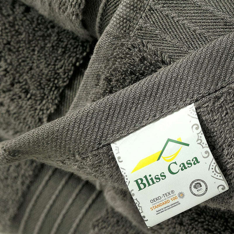 Bliss Casa Bath Towel Set 27 X 54 Inch (4 Pack) - 600 GSM 100% Combed Cotton Quick Drying Highly Absorbent Thick Bathroom Towels - Soft Hotel Quality for Bath and Spa (Grey)