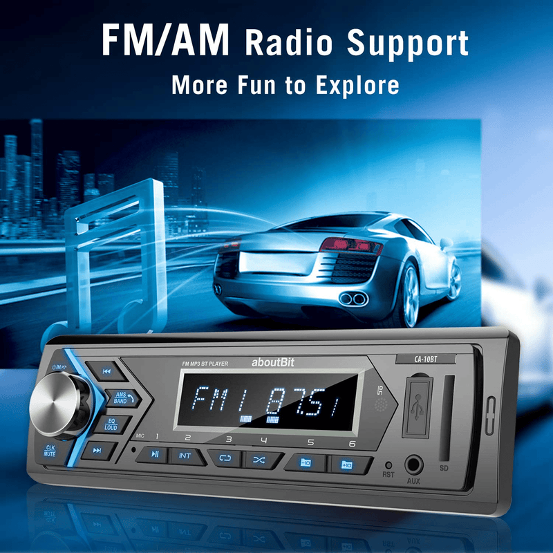 Bluetooth Car Stereo Radio Receiver,Single Din Mechless Digital Media Receiver Support FM/AM /USB/SD/FLAC/MP3/Aux-in with 7 Color Backlit,Wireless Remote Control