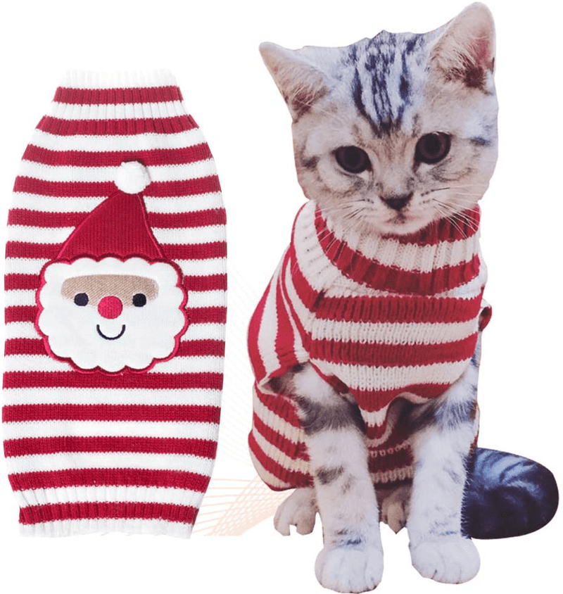 BOBIBI Cat Sweater Christmas Santa Claus Pet Cat Winter Knitwear Warm Clothes