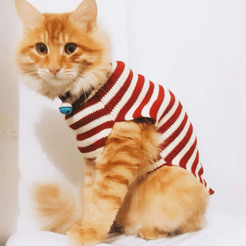 BOBIBI Cat Sweater Christmas Santa Claus Pet Cat Winter Knitwear Warm Clothes