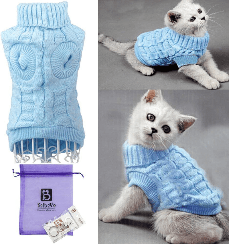 Bolbove Bro'Bear Cable Knit Turtleneck Sweater for Small Dogs & Cats Knitwear