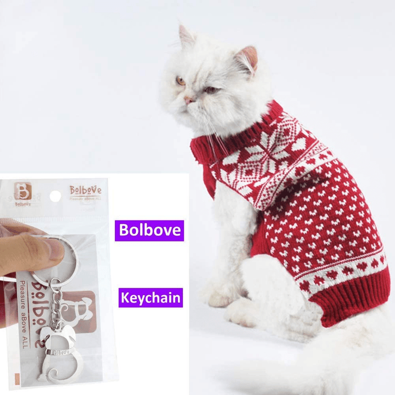 Bolbove Pet Red Snowflake Turtleneck Sweater for Small Dogs & Cats Knitwear