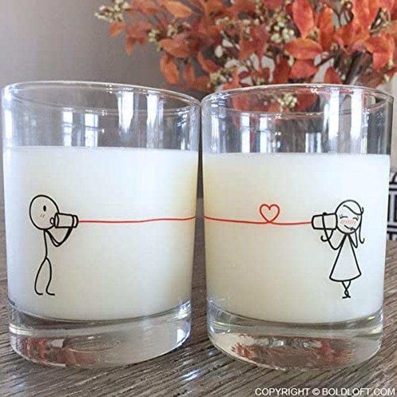 Boldloft Say I Love You His and Hers Drinking Glasses- Gifts for Her Valentines Day Wedding Anniversary- Couples Glasses Set of 2- Couples Gifts