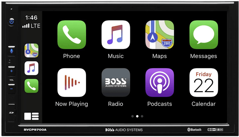 BOSS Audio Systems BCPA10RC Apple CarPlay Android Auto Car Multimedia Player - Single Din Chassis with 10.1 Inch Capacitive Touchscreen, Bluetooth, No DVD, RGB Illumination, Rear Camera Included