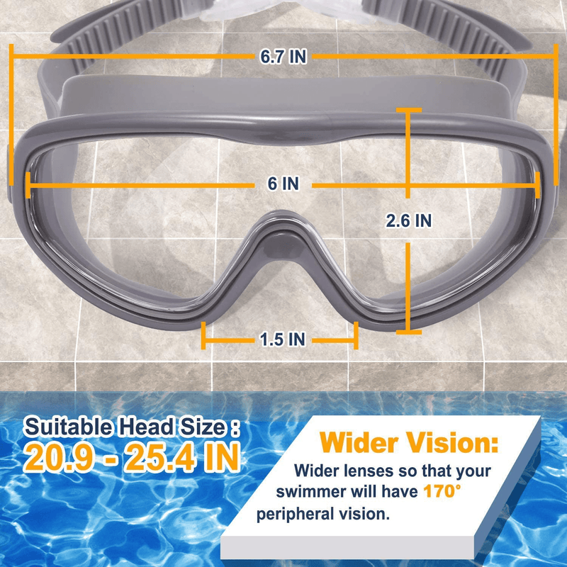 Braylin Adult Swim Goggles, 2-Pack Wide Vision Swim Goggles for Men Women Youth Teen, Anti-Fog No Leaking