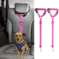 BWOGUE 2 Packs Dog Cat Safety Seat Belt Strap Car Headrest Restraint Adjustable Nylon Fabric Dog Restraints Vehicle Seatbelts Harness
