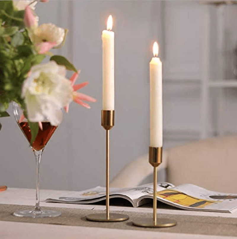 BWRMHME New Modern Metal Gold Candlestick Holders Wedding Decoration Skinny Tapered Candlestick Holder Home Decor Bar Party Candle Holders (S+L)