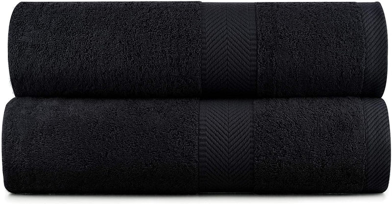 BY LORA Terry Towels, Bath Towels, Navy Blue, Set of 2