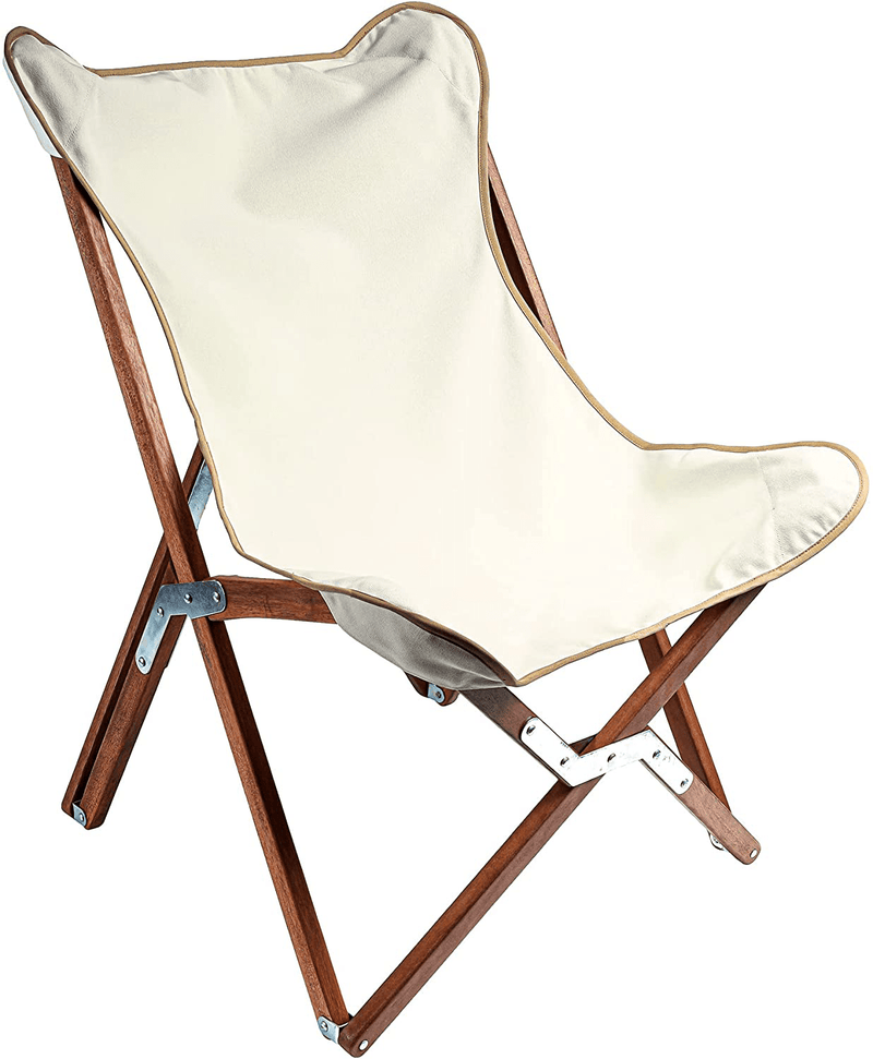 BYER of MAINE, Butterfly Chair, Easy to Fold and Carry, Hardwood, Sling Chair, Wood Beach Chair, Perfect for Camping, Matching Furniture in the Pangean Line, 34" H X 23" W, 27" D, Single, Green