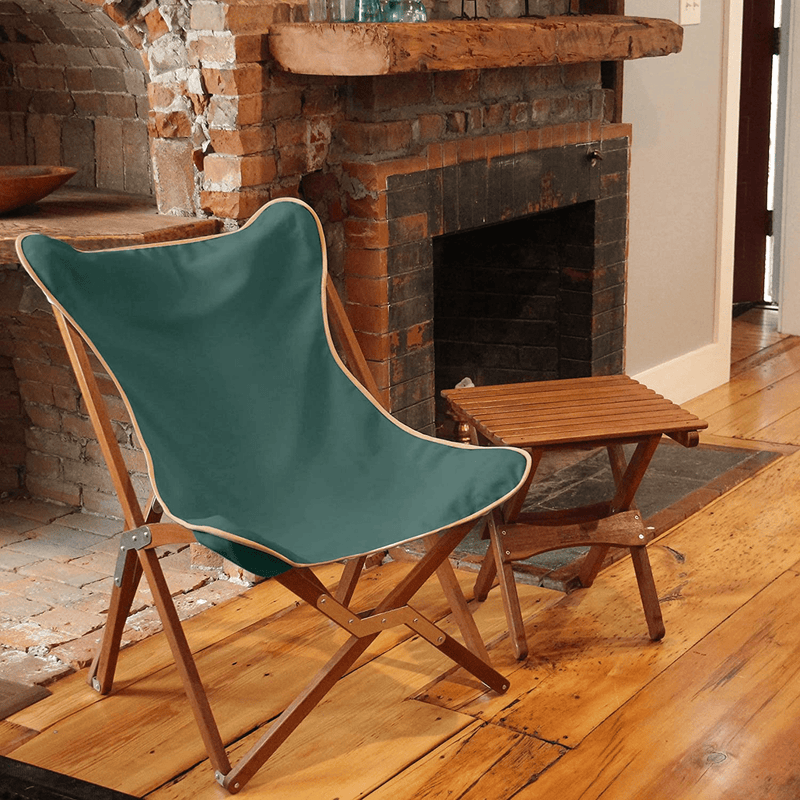 BYER of MAINE, Butterfly Chair, Easy to Fold and Carry, Hardwood, Sling Chair, Wood Beach Chair, Perfect for Camping, Matching Furniture in the Pangean Line, 34" H X 23" W, 27" D, Single, Green