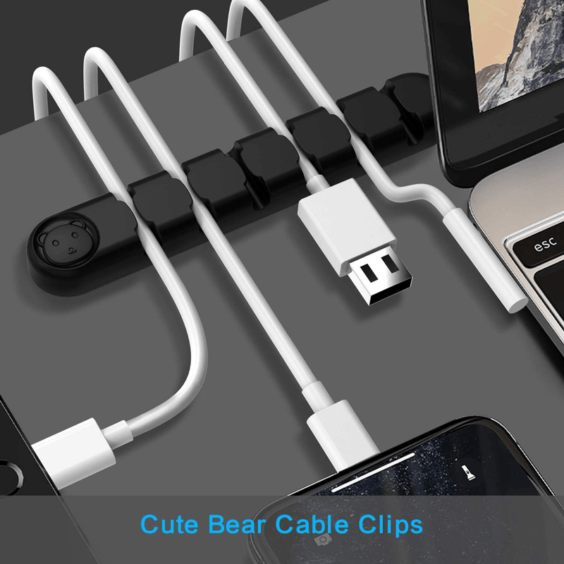 Cable Clips, 3 Packs Cord Management Organizer, Silicone Adhesive Hooks, Wire Cord Holder for Power Cords and Charging Accessory Cables, Mouse Cable, PC, Office and Home (4,4 and 6 Slots)