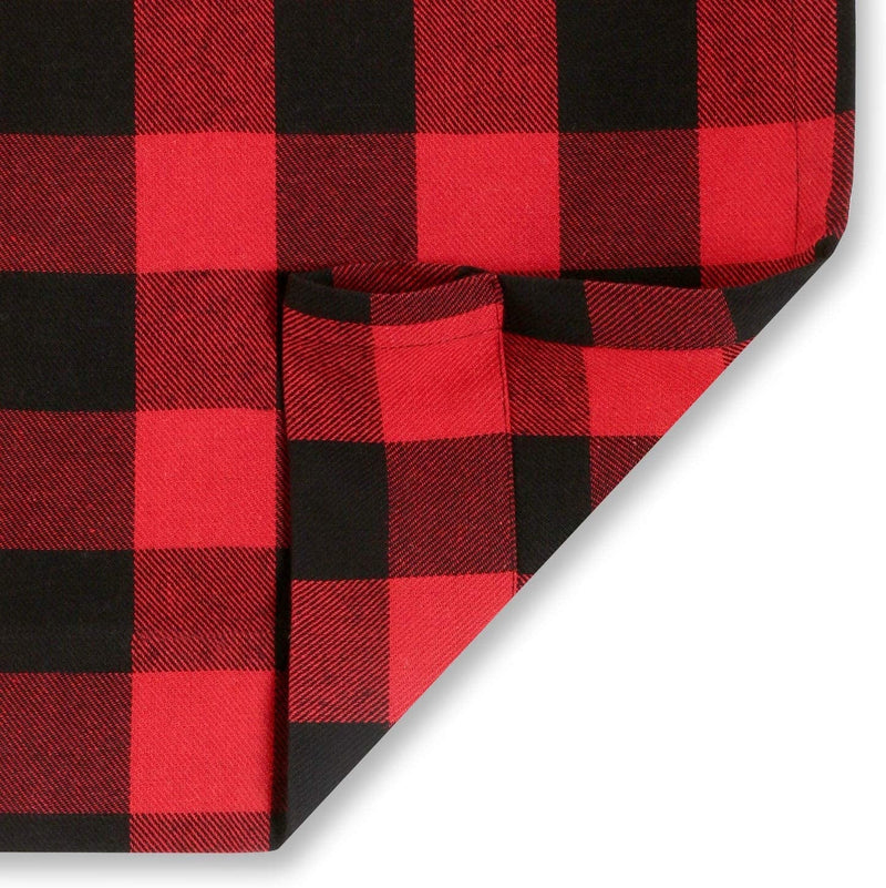 Cackleberry Home Red and Black Buffalo Check Woven Fabric Panel Curtains 54 Inches W X 63 Inches L, Set of 2