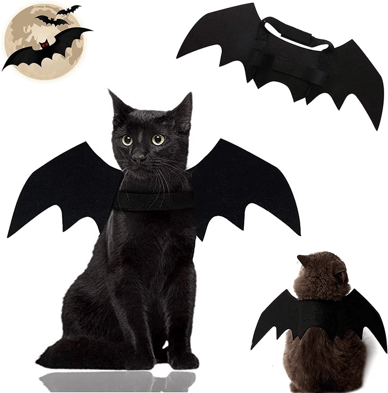 CAISANG Cat Halloween Costume, Cat Bat Wings Small Dog Costume Outfits for Cosplay, Pet Costumes, Dress up Accessories Apparel for Cat, Small Dogs - Black