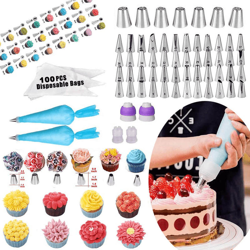 Cake Decorating Supplies 2021 Upgrade 366 PCS Baking Set with Springform Cake Pans Set,Cake Rotating Turntable,Cake Decorating Kits, Muffin Cup Mold, Cake Baking Supplies for Beginners and Cake Lovers
