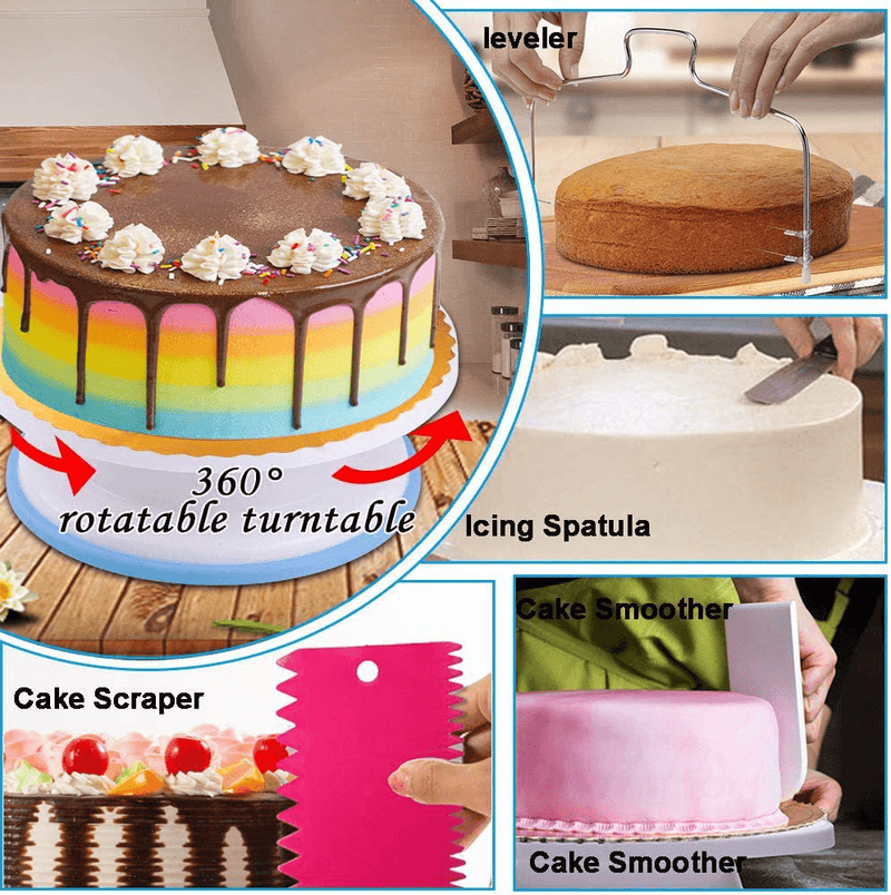 Cake Decorating Supplies 2021 Upgrade 366 PCS Baking Set with Springform Cake Pans Set,Cake Rotating Turntable,Cake Decorating Kits, Muffin Cup Mold, Cake Baking Supplies for Beginners and Cake Lovers