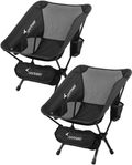 Camping Chairs, Sportneer Folding Backpacking Chair 2 Pack Height Adjustable Portable Ultralight Compact Small Camp Chair for Camping Outdoors Lawn Hiking Beach Travel Sport with Carry Bags (Black)