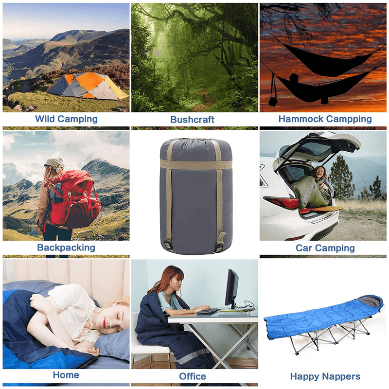 Camping Sleeping Bags - Portable and Lightweight - Backpack Sleeping Bag for for Adults, Teens & Kids - with Compression Sake - 3-4 Season Waterproof Dark Grey Left Ziipper