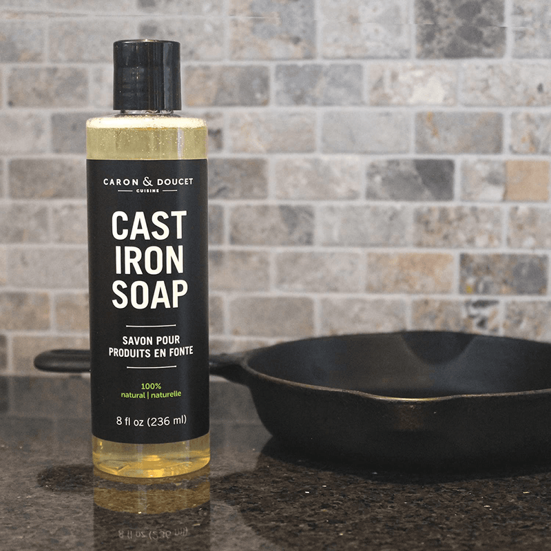 Caron & Doucet - Cast Iron Cleaning & Conditioning Set: Seasoning Oil & Cleaning Soap | 100% Plant-Based & Best for Cleaning Care, Washing, Restoring & Seasoning Cast Iron Skillets, Pans & Grills!