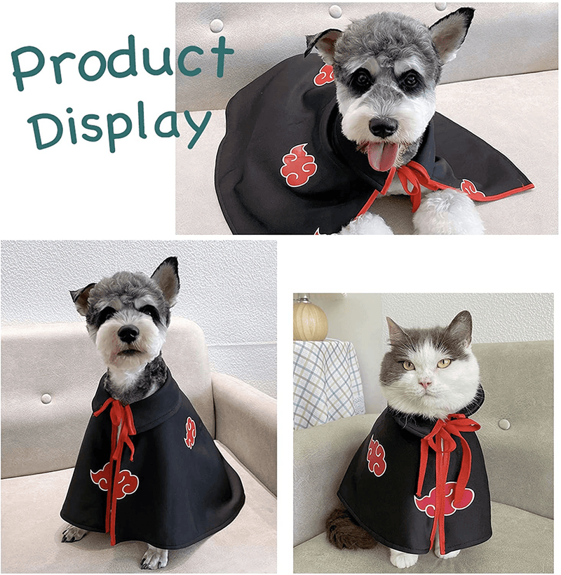 Cat Cloak Anime Ninja Costume，Halloween Pet Clothes,Pet Cloak Cosplay Party for Small Dogs Cats Clothing