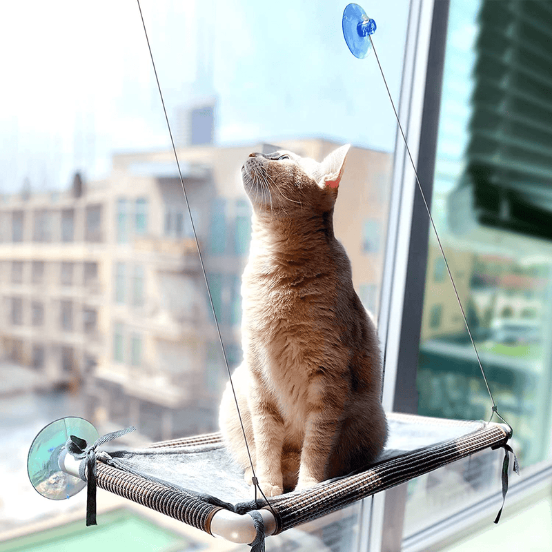 Cat Window Perch Creative Cat Hammock Hanging Cat Shelves Bed with Soft Mat Pad Window Mounted Seat for Large Indoor Cats