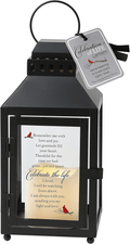 Celebration of Life Memorial Lantern with Flickering LED Candle-Thoughtful Bereavement Gift /Sympathy Gift for Loss of Loved One (Black)