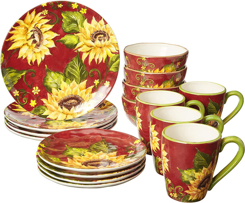 Certified International Sunset Sunflower 16 Pc Dinnerware Set, Service for 4,One Size, Multicolored