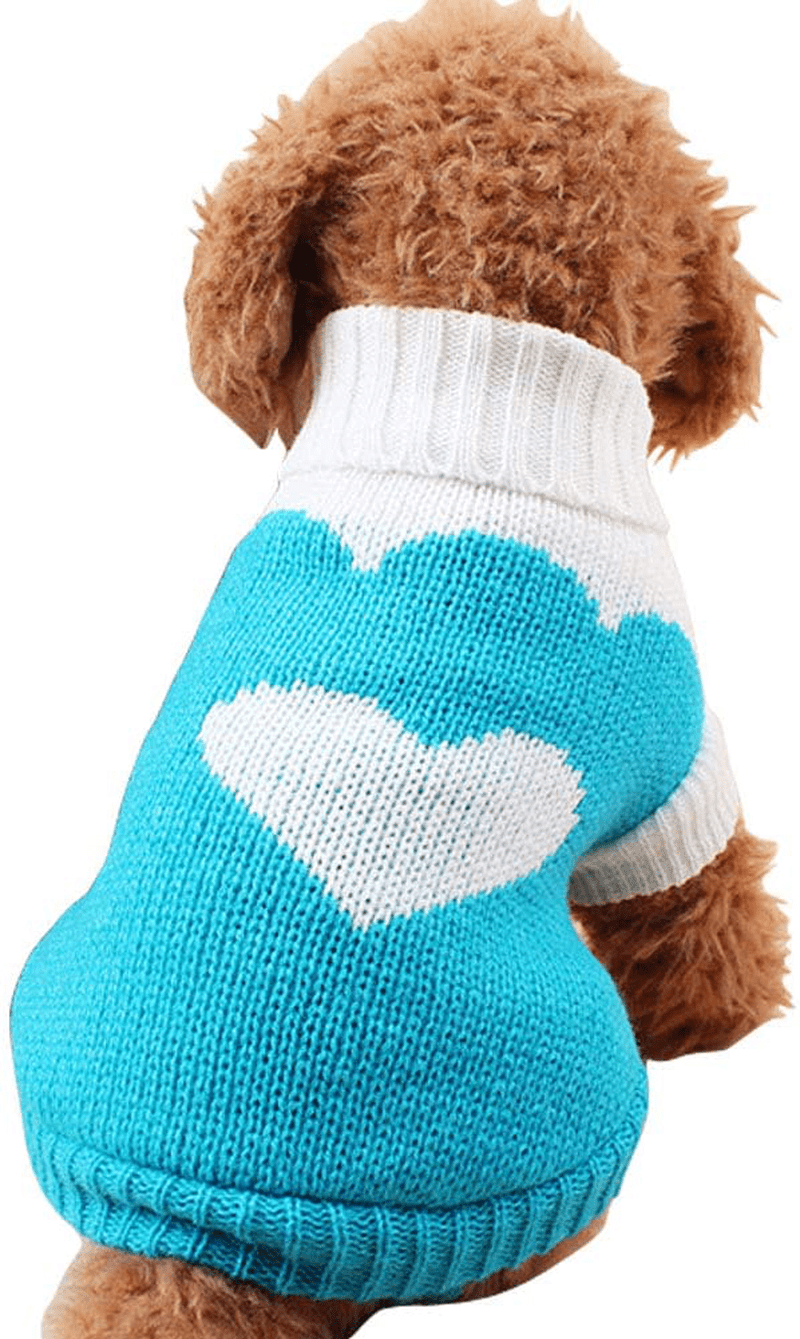 CHBORCHICEN Pet Dog Sweaters Classic Knitwear Turtleneck Winter Warm Puppy Clothing Cute Strawberry and Heart Doggie Sweater