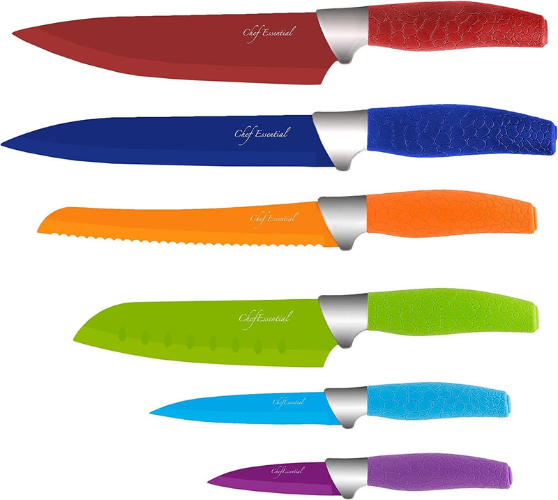 Chef Essential 6 Piece Knife Set with Matching Sheaths, Solid White
