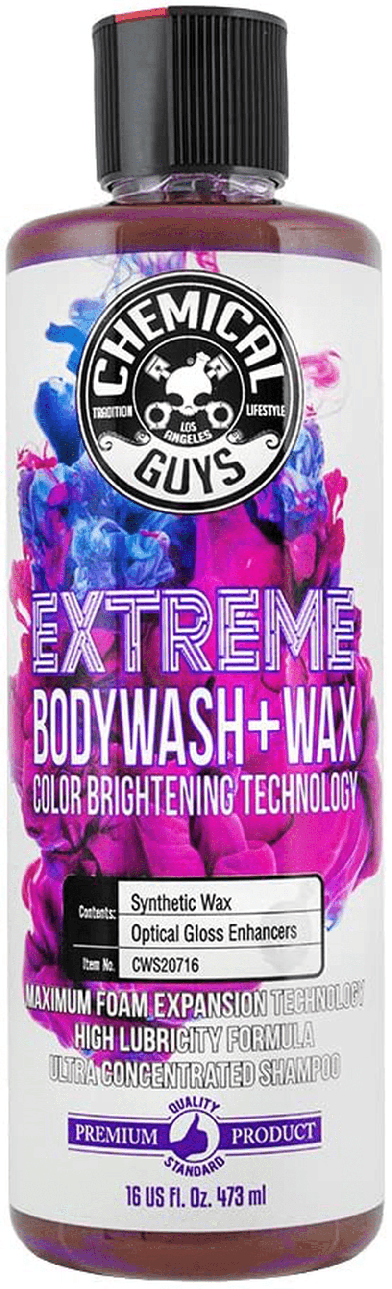 Chemical Guys CWS20764 Extreme Bodywash & Wax Foaming Car Wash Soap (Works with Foam Cannons, Foam Guns or Bucket Washes), 64 oz., Grape Scent