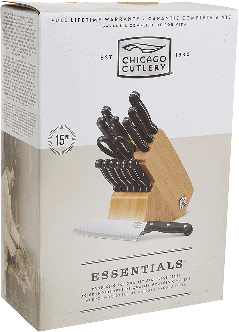Chicago Cutlery Essentials Stainless Steel Knife Block Set (15 Piece)