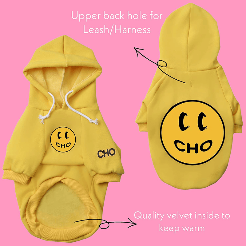 Chochocho Smile Dog Hoodie, Smiley Face Dog Sweater, Stylish Dog Clothes, Cotton Sweatshirt for Dogs and Puppies, Fashion Outfit for Dogs Cats Puppy Small Medium Large