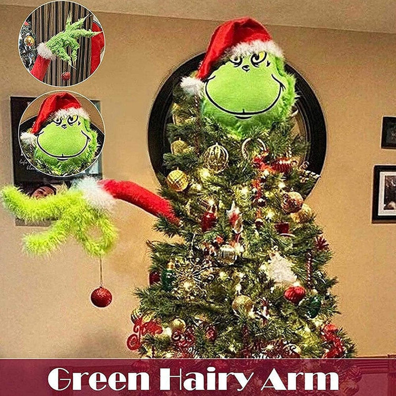 Christmas Decorations Furry Green Gr1Nch Arm Ornament Holder Tree Sets Christmas Tree Decoration for Gift(1×Head + 1×Arm)