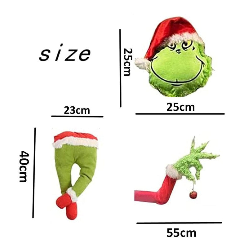 Christmas Decorations Furry Green Gr1Nch Arm Ornament Holder Tree Sets Christmas Tree Decoration for Gift(1×Head + 1×Arm)