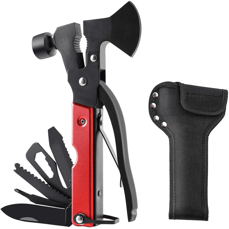 Christmas Gifts for Men Multi Tool Camping Tool Outdoor Survival Gear,15 in 1 Multitool with Durable Sheath, Axe,Hammer,Plier,Saw,Bottle Opener, Hunting Gifts for Men Dad Birthday Gifts from Daughter