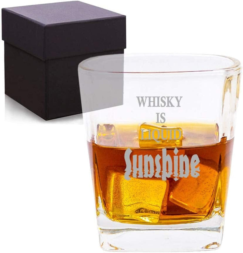 Christmas Gifts for Men, Whiskey and Sunshine Engraved Etched Whiskey Glass Tumblers Gifts for Men