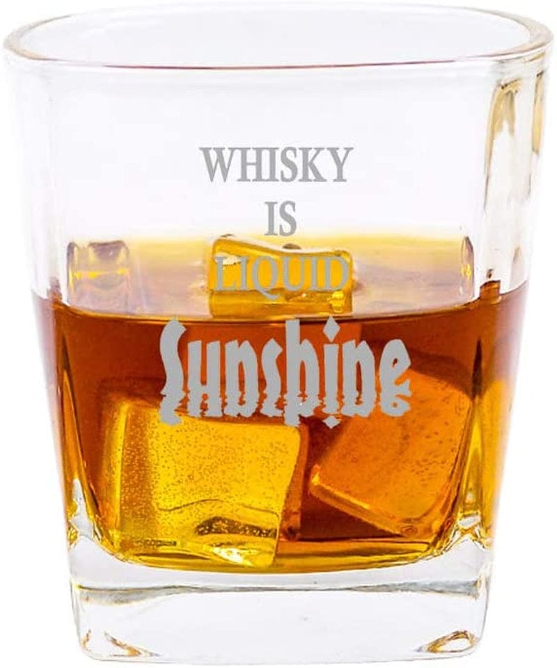 Christmas Gifts for Men, Whiskey and Sunshine Engraved Etched Whiskey Glass Tumblers Gifts for Men