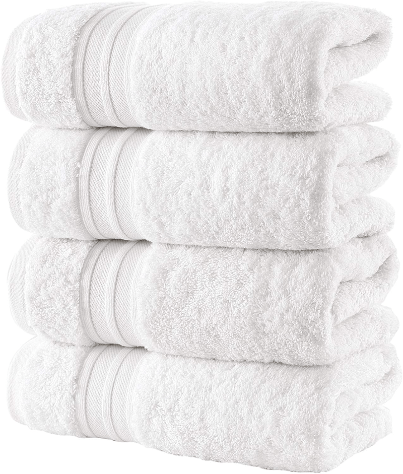 Hammam Linen Cool Grey Bath Towels 4-Pack - 27x54 Soft and Absorbent, Premium Quality Perfect for Daily Use 100% Cotton Towel