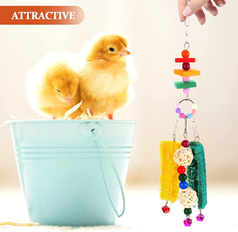 PATKAW Birds Wooden Swing Toys Chicken Veggies Skewer and Fruit Holder Parrot Xylophone Toy Hanging Feeder for Chicken Hens Bird Parrot Rooster Bird Cage Accessories 6Pcs