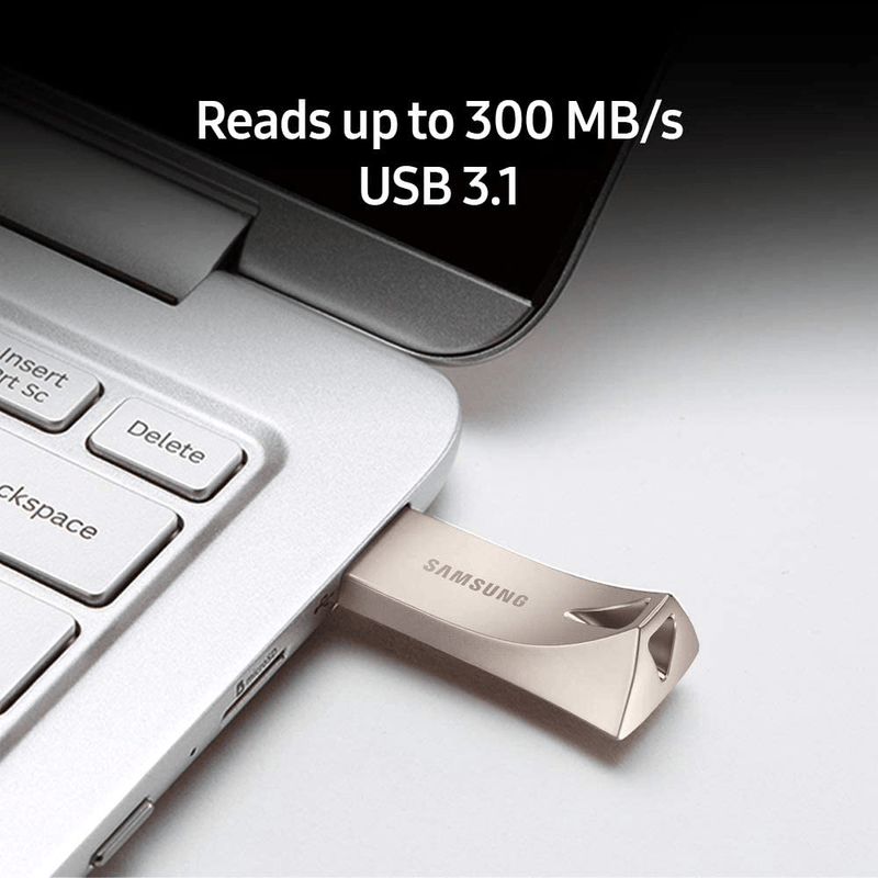 Samsung BAR Plus USB 3.1 Flash Drive 128GB - 400MB/s (MUF-128BE3/AM) - Champagne Silver