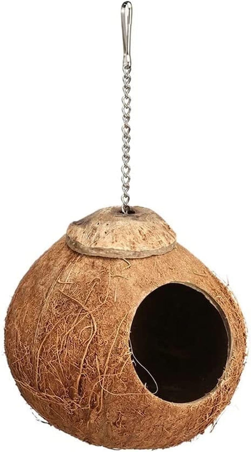 XXSLY Creative Birdcage Coconut Shell Bird Cages with Climb Ladder House Cage Nest Hanging Toys for Parrot Parakeet Lovebird Finch Canary Bird Cage Accessories (Color : Polish)