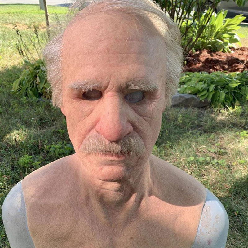 Halloween Old Man Mask,Grandpa Head Halloween Cosplay Party Performance Prop Party Latex Full Head Mask
